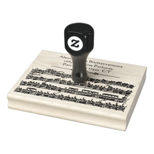 Bach Antiek Muziek Aangepaste Naam Adres Rubberstempel (Stempel)