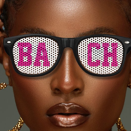 Bach Bachelorette Party Favoriet Hot Pink & White Retro Zonnebril