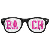 Bach Bachelorette Party Favoriet Hot Pink & White Retro Zonnebril (Voorkant)