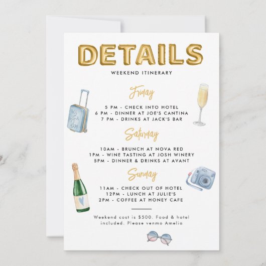 Bach & Boozy Bachelorette Weekend Kaart (Achterkant)