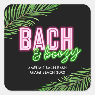 Bach & Boozy Neon Groen & Roze Tropisch weekend Vierkante Sticker