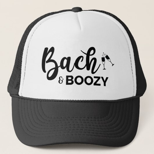 Bach & Boozy Trucker Hoed voor Bachelorette Feestj Trucker Pet (Voorkant)