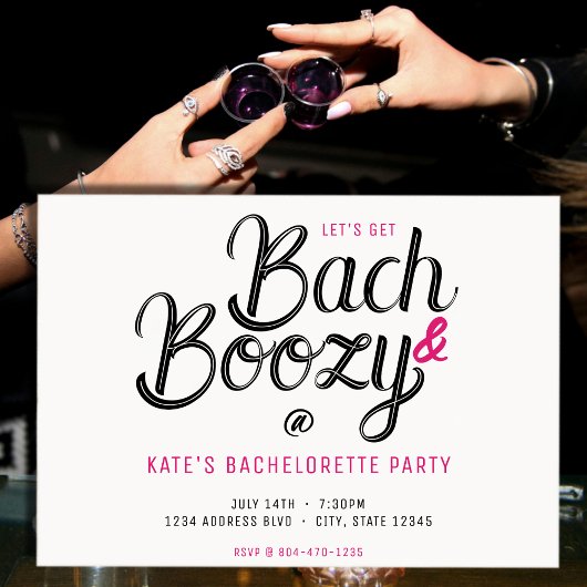 Bach & Boozy Wit & Roze vrijgezellenfeest Kaart