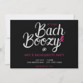 Bach & Boozy Zwart & Roze vrijgezellenfeest Kaart (Voorkant)