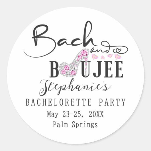 Bach & Boujee Diamond Bachelorette Welkomstbord Ronde Sticker (Voorkant)