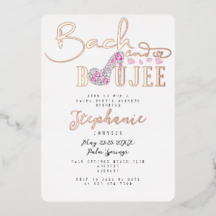 Bach & Boujee Diamond Glam Bachelorette-feest Roos Folie Uitnodiging