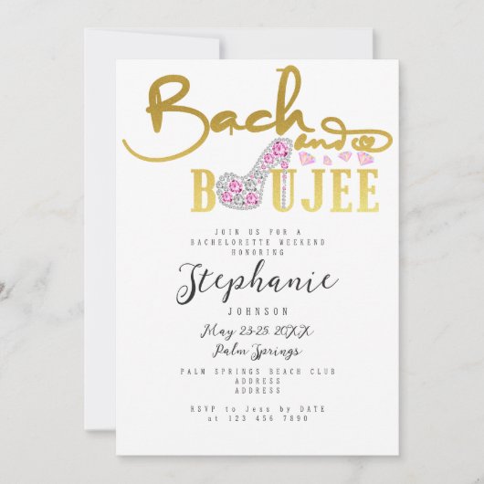 Bach & Boujee Gold Diamond Glam Bachelorette Party Kaart (Voorkant)