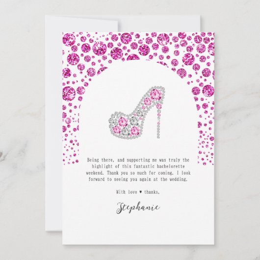 Bach & Boujee Roze Diamanten Glam Bachelorette Par Bedankkaart (Voorkant)