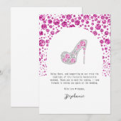 Bach & Boujee Roze Diamanten Glam Bachelorette Par Bedankkaart (Voorkant / Achterkant)