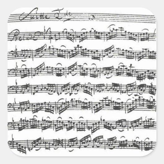 Bach Cello Suite Manuscript Vierkante Sticker (Voorkant)