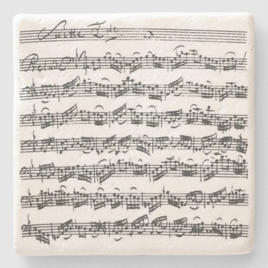 Bach Cello Suite Music Manuscript Stenen Onderzetter (Voorkant)