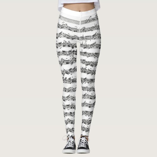 Bach Cello Suite Originele Nota Leggings (Voorkant)