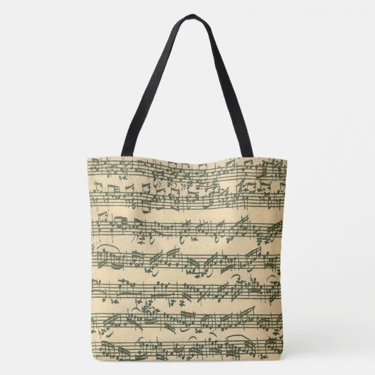 Bach Chaconne Authentic Manuscript Excerpt Tote Bag (Achterkant)