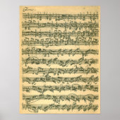 Bach Chaconne First Page Manuscript Facsimile Poster (Voorkant)
