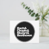 Bach, chopin en Mozart en Beethoven Briefkaart (Staand voorkant)