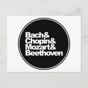 Bach, chopin en Mozart en Beethoven Briefkaart
