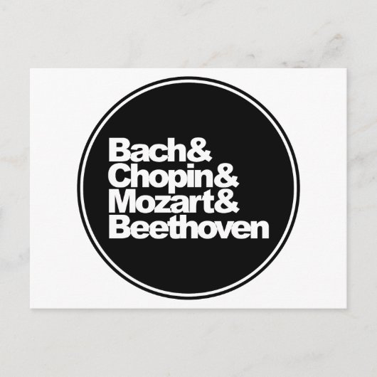 Bach, chopin en Mozart en Beethoven Briefkaart (Voorkant)