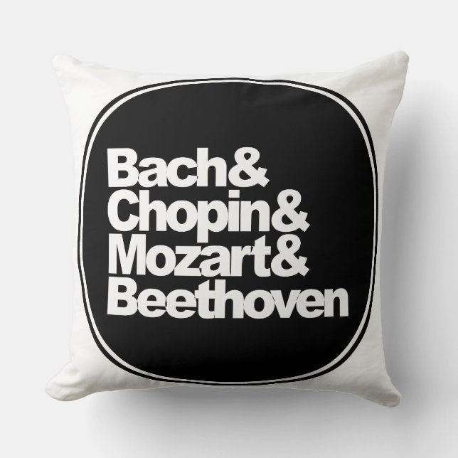 Bach, chopin en Mozart en Beethoven Kussen (Voorkant)