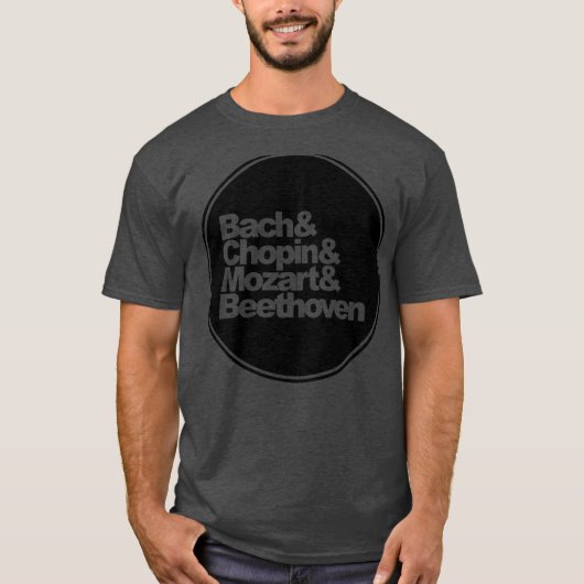 Bach, chopin en Mozart en Beethoven T-shirt (Voorkant)