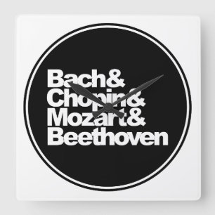 Bach, chopin en Mozart en Beethoven Vierkante Klok