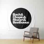 Bach, chopin en Mozart en Beethoven Wandkleed (In Situ (horizontaal))