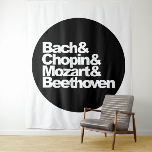 Bach, chopin en Mozart en Beethoven Wandkleed
