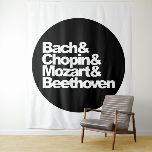 Bach, chopin en Mozart en Beethoven Wandkleed (In situ)