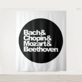 Bach, chopin en Mozart en Beethoven Wandkleed (Voorkant)