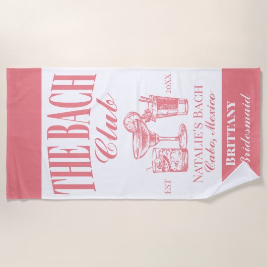 Bach Club gepersonaliseerde vrijgezellenfeest op m Strandlaken (Voorkant)