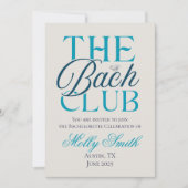 Bach Club Modern Eenvoudig Blauw Bachelorette Part Kaart (Voorkant)