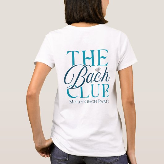 Bach Club Modern Eenvoudig Blauwe Bachelorette-fee T-shirt (Achterkant)