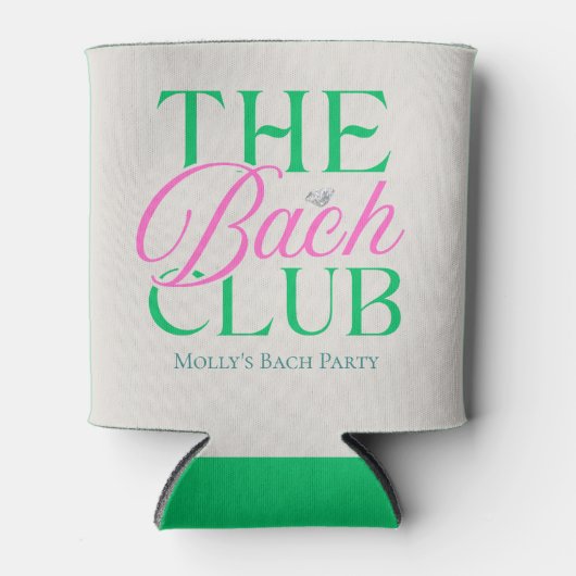Bach Club Moderne Eenvoudige Roze Groene Bachelore Blikjeskoeler (Voorkant)