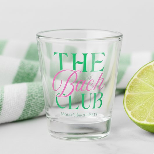 Bach Club Moderne Eenvoudige Roze Groene Bachelore Shot Glas