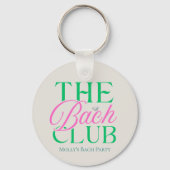 Bach Club Moderne Eenvoudige Roze Groene Bachelore Sleutelhanger (Voorkant)