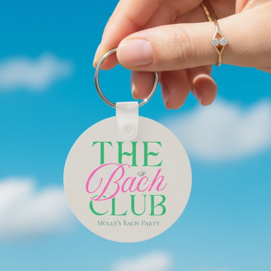 Bach Club Moderne Eenvoudige Roze Groene Bachelore Sleutelhanger