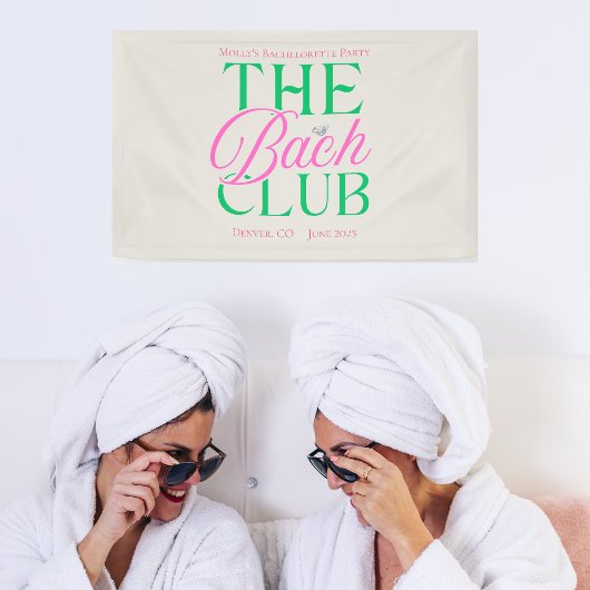 Bach Club Moderne Eenvoudige Roze Groene Bachelore Spandoek