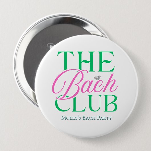 Bach Club Moderne Roze Groene Bachelorette Ronde Button 4,0 Cm (Voorkant /achterkant)