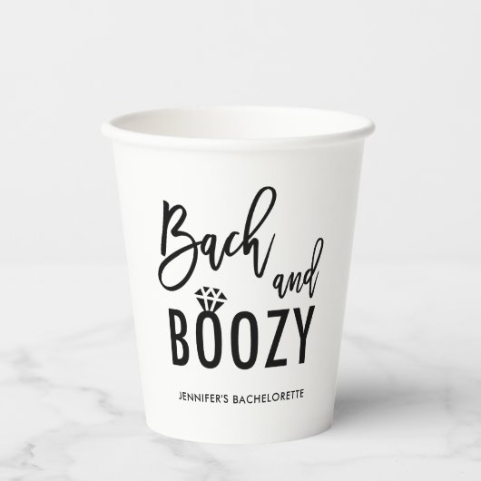 Bach en Boozy Bachelorette Bruidsfeest Papieren Bekers (Voorkant)