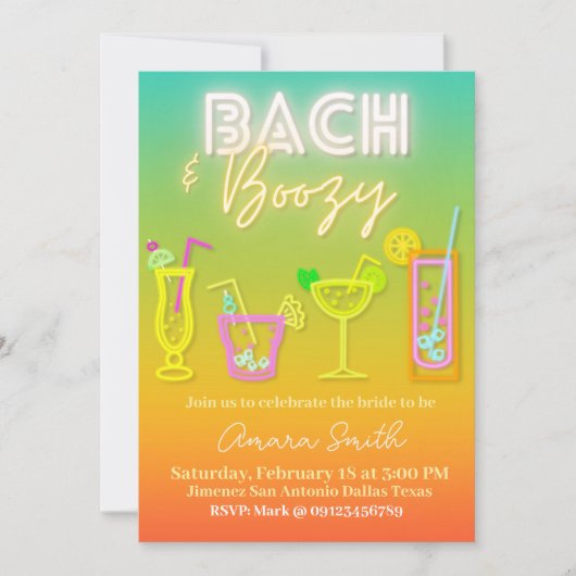Bach en Boozy Bachelorette met Itenerary Kaart (Voorkant)