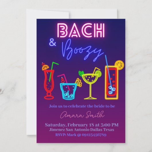 Bach en Boozy Bachelorette met Itenerary Kaart (Voorkant)