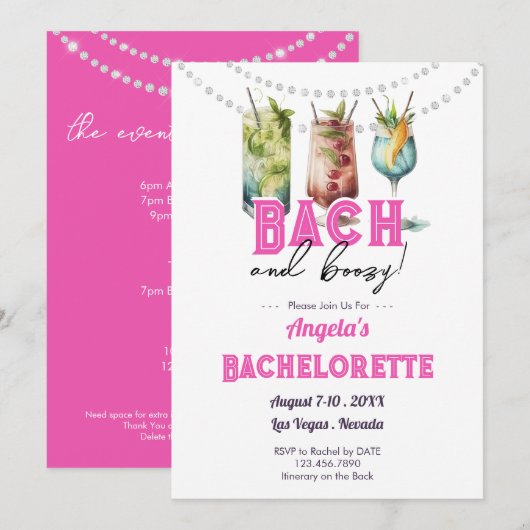 Bach en Boozy Bachelorette Party reisschema Kaart (Voorkant / Achterkant)