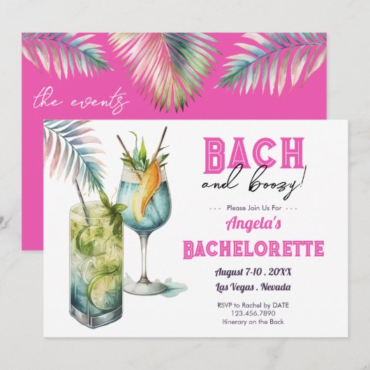 Bach en Boozy Bachelorette Weekend Kaart (Voorkant / Achterkant)