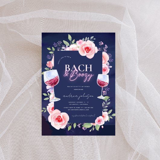 Bach en Boozy Neon & Roze Bloemige Verlovingsfeest Kaart