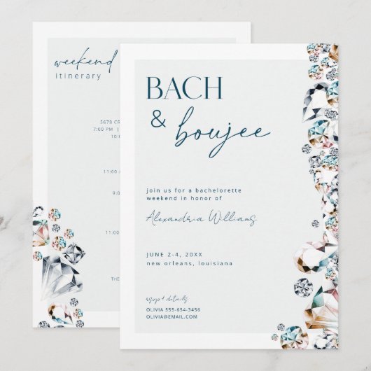 Bach en Boujee Bachelorette Weekend Kaart (Voorkant / Achterkant)