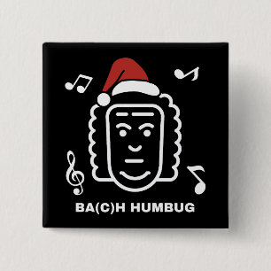 BACH Grappige Klassieke Muziek Componist Kerst Pun Vierkante Button 5,1 Cm