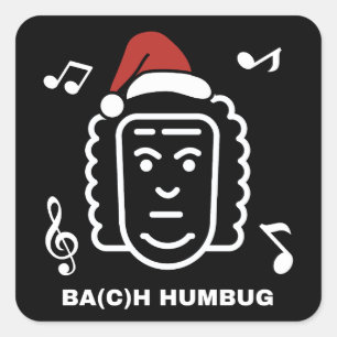 BACH Grappige Klassieke Muziek Componist Kerst Pun Vierkante Sticker
