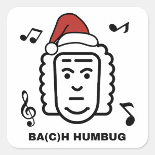 BACH Grappige Klassieke Muziek Componist Kerst Pun Vierkante Sticker