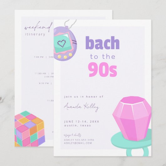 Bach naar de 90s Bachelorette Weekend Uitnodiging (Voorkant / Achterkant)