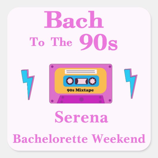 Bach naar de 90s-cassettebandje vrijgezellenfeest vierkante sticker (Voorkant)