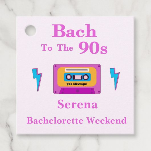 Bach naar de 90s Cassettereband Bachelorette-feest Bedankjes Labels (Voorkant)